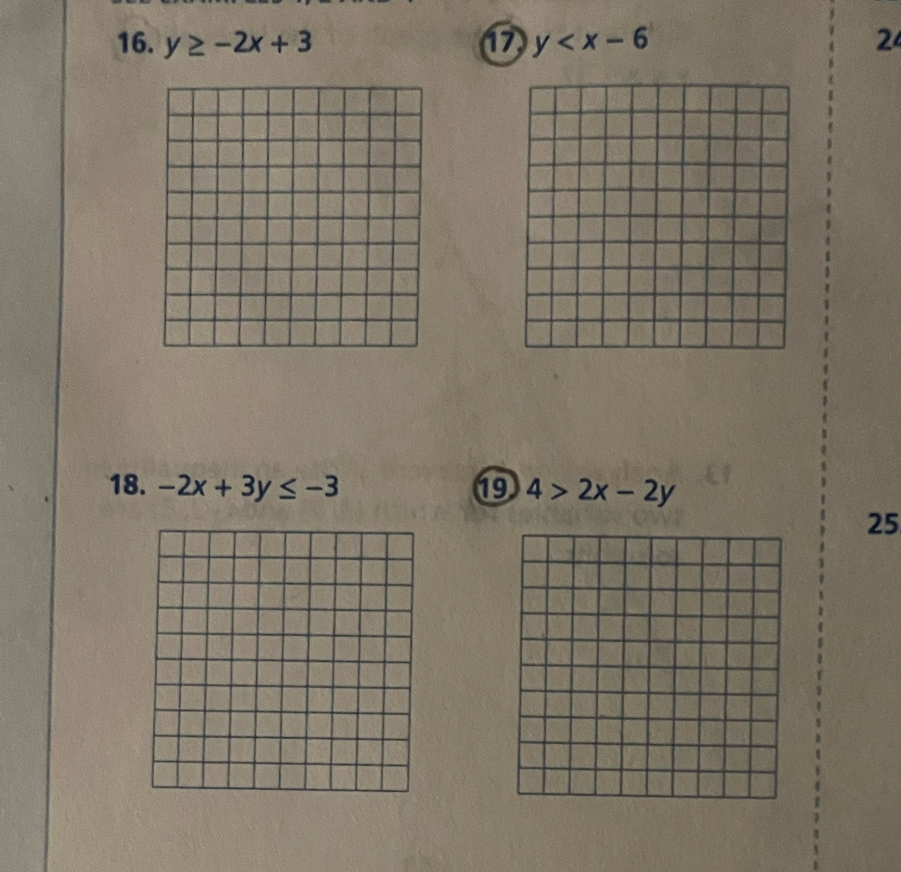 16. y 2 -2x + 3 17) y 2x - 2y 25