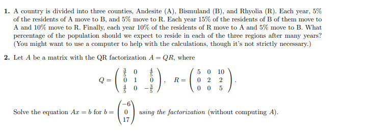 1. A country is divided into three counties__