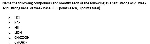 Name the following compounds and Identify each of