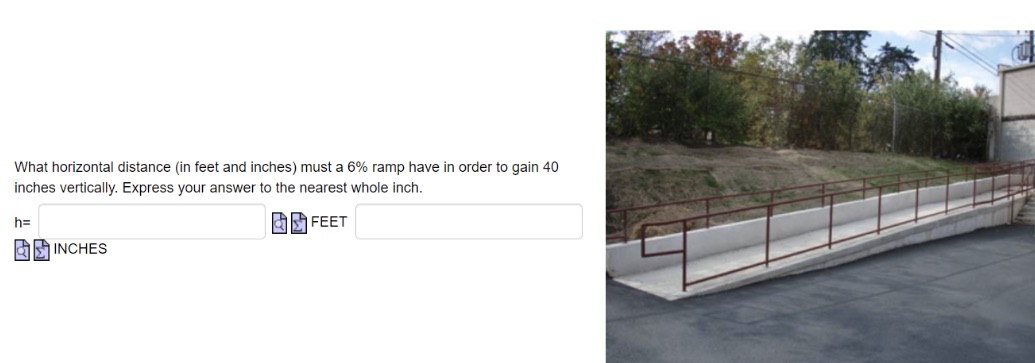 What horizontal distance (in feet and inches)