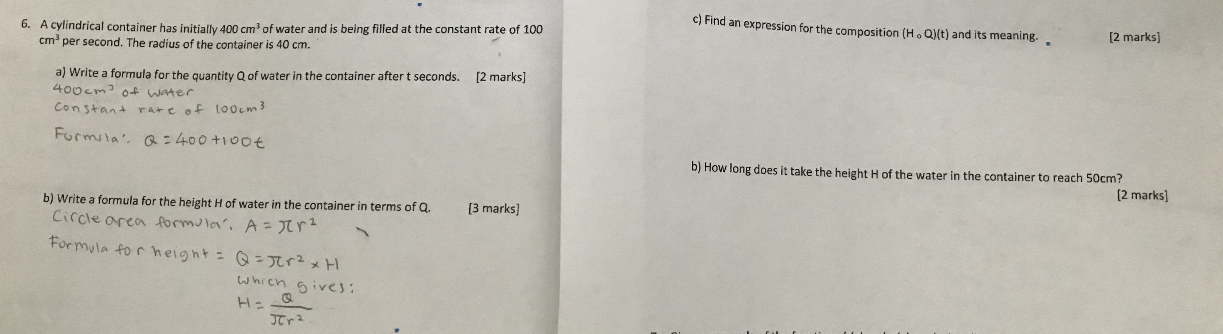 6. A cylindrical container has initially 400 cm3