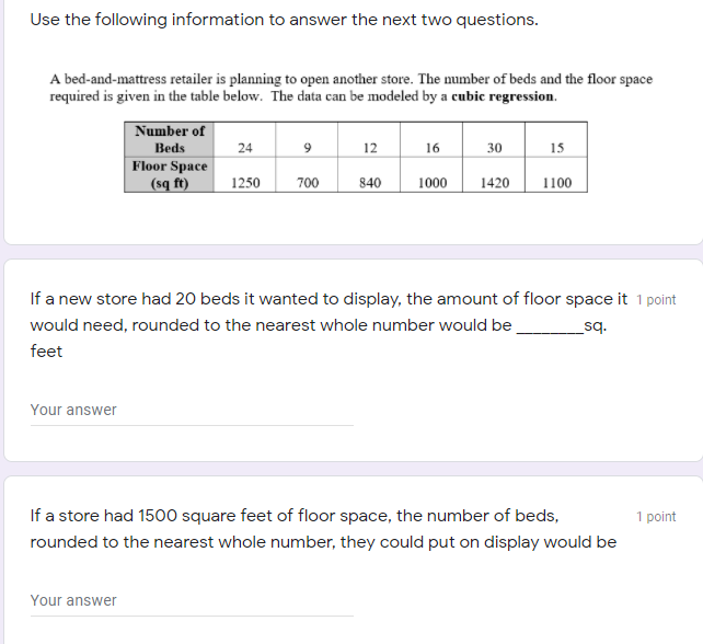 Use the following information to answer the next