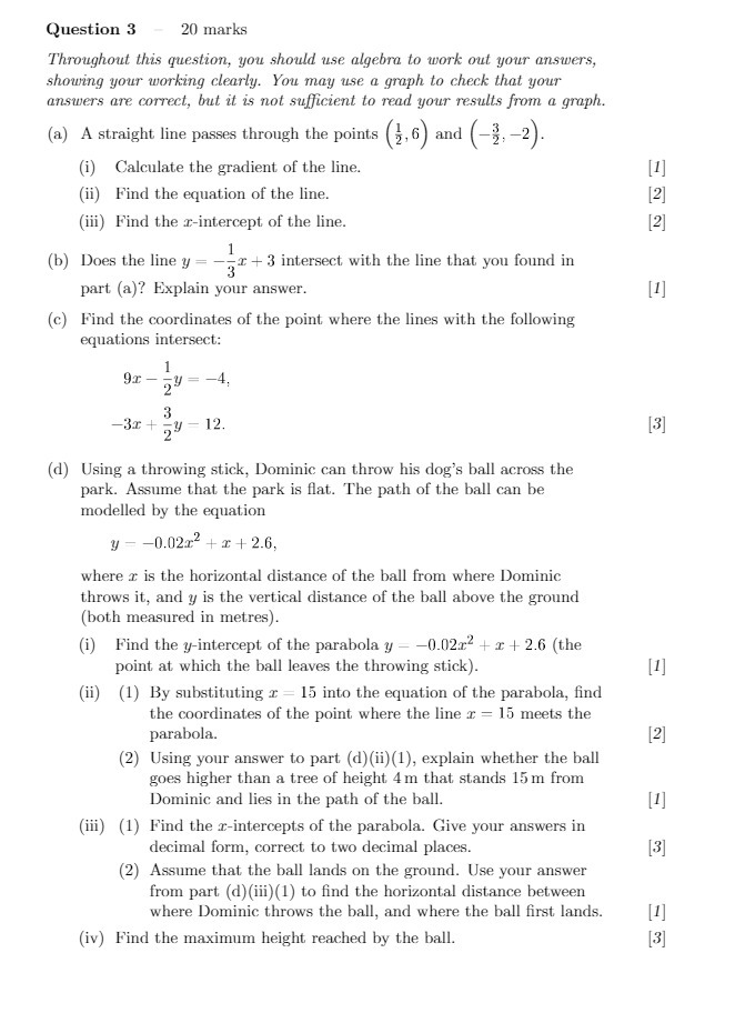 Question 3 20 marks Throughout this question, you