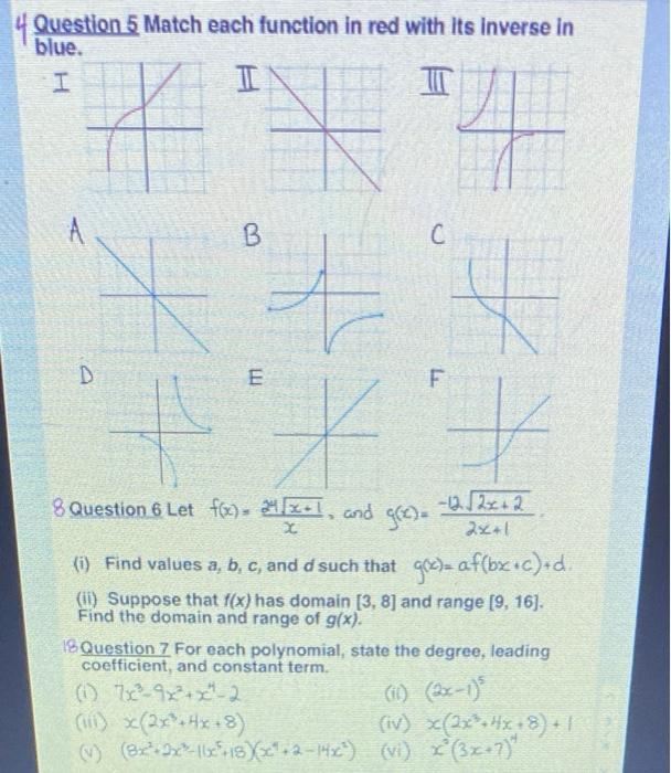 Question no 5 only 4 Question 5 Match each