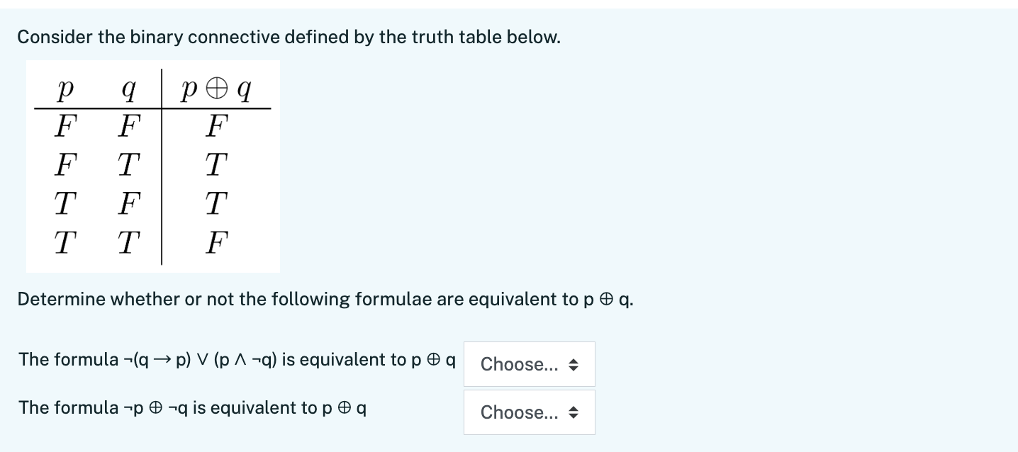 Consider the binary connective defined by the