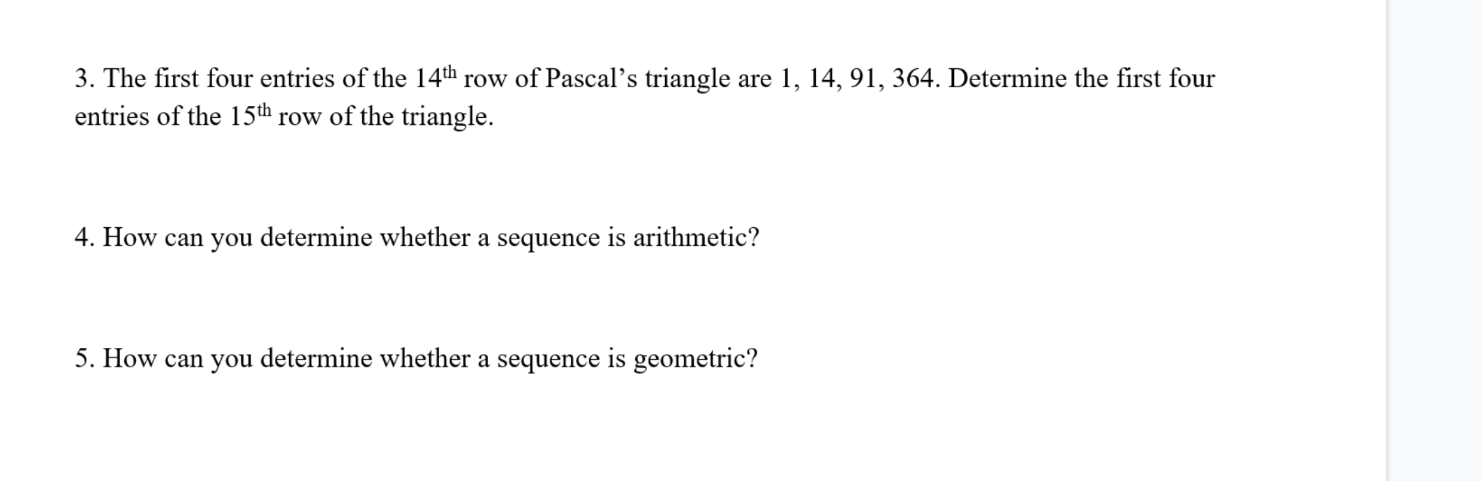 can u help me 3. The first four entries of the