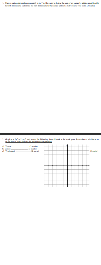 4. Marc's rectangular garden measures 5 m by