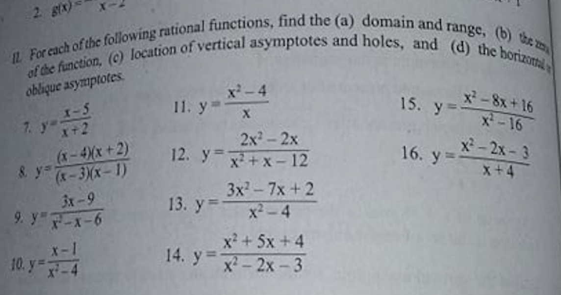 For each of the following rational functions,