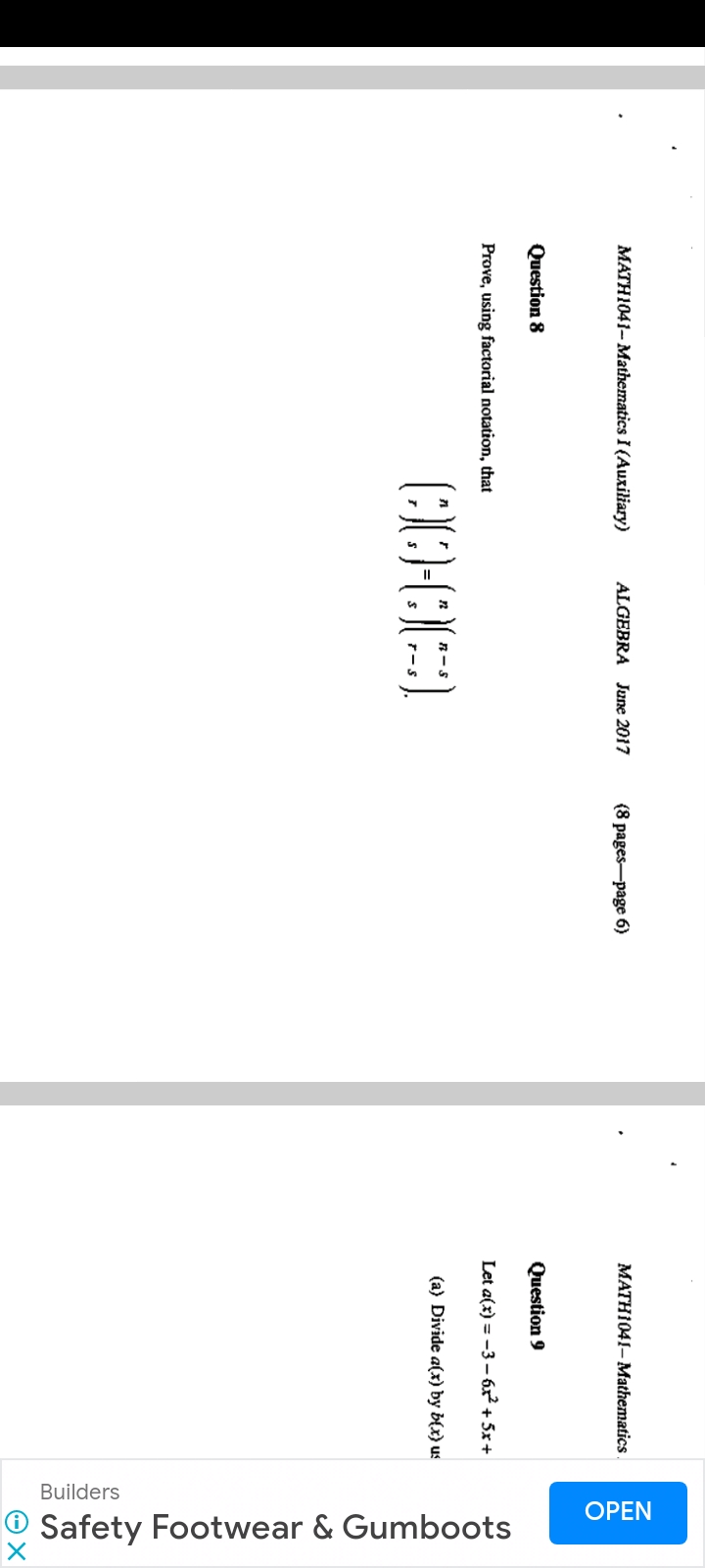 MATH1041-Mathematics I (Auxiliary) ALGEBRA June