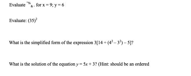 Algebra 1 Semester Exam Review Term 1 Directions: