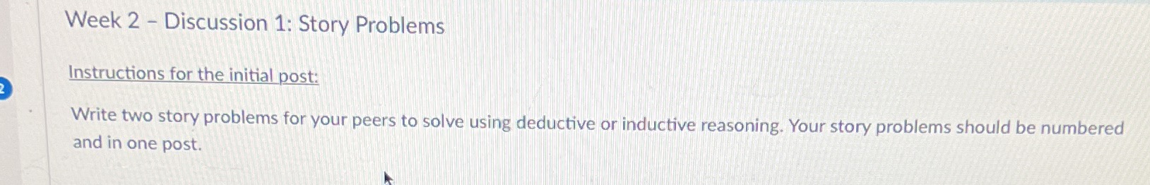 Week 2 - Discussion 1: Story Problems