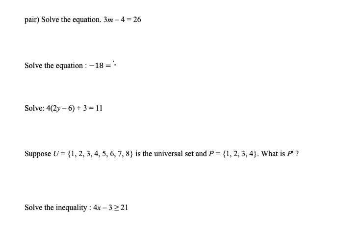 Algebra 1 Semester Exam Review Term 1 Directions: