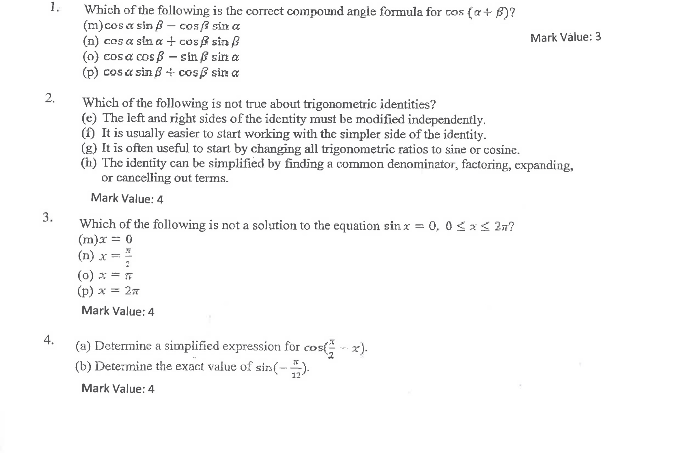 1- Which of the following is the correct compound