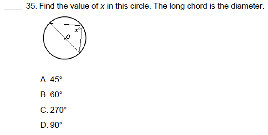 35. Find the value of x in this circle. The long