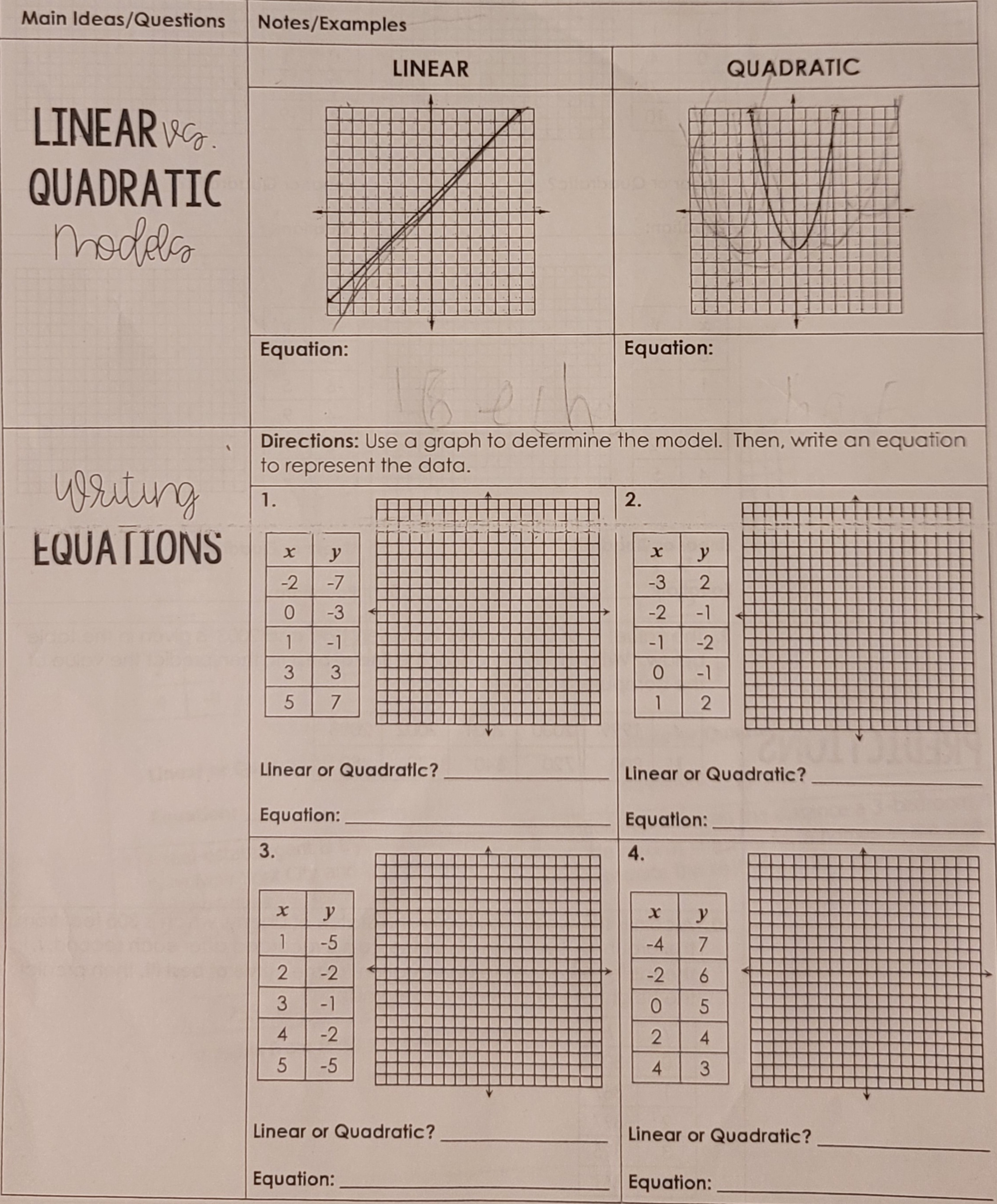 Main Ideas/Questions Notes/Examples LINEAR