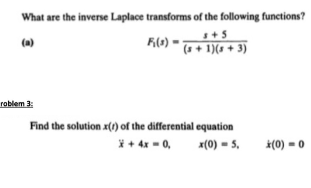 What are the inverse Laplace transforms of the