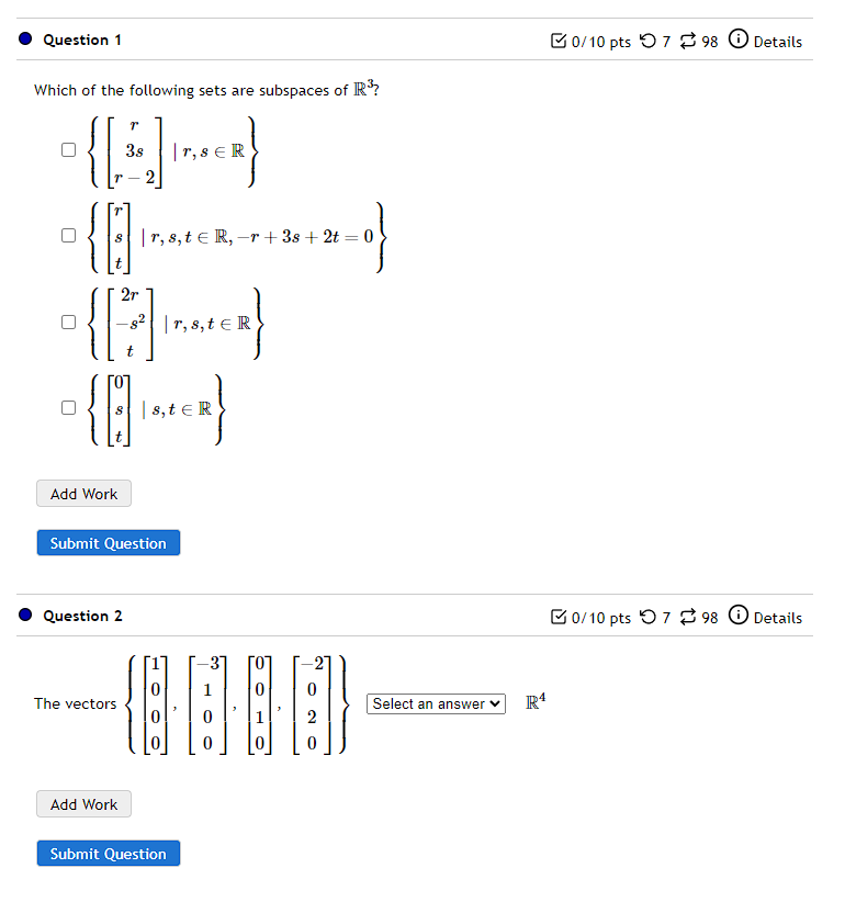 Question 1 0/10 pts 07 98 @ Details Which of the