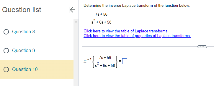 Determine the inverse Laplace transform of the