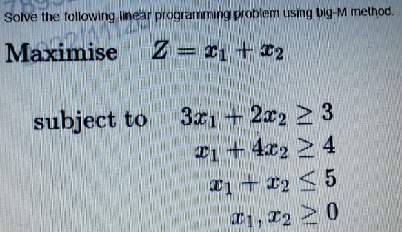 Solve the following linear programming problem