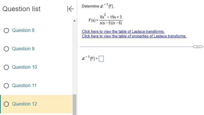 Determine the inverse Laplace transform of the