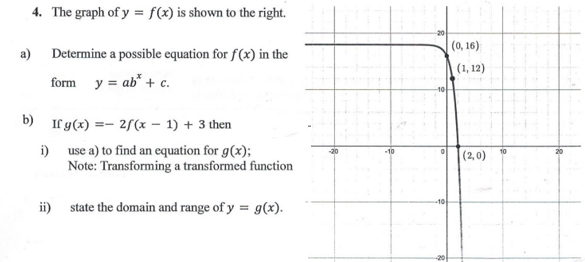 4. The graph of y = f(x) is shown to the right.