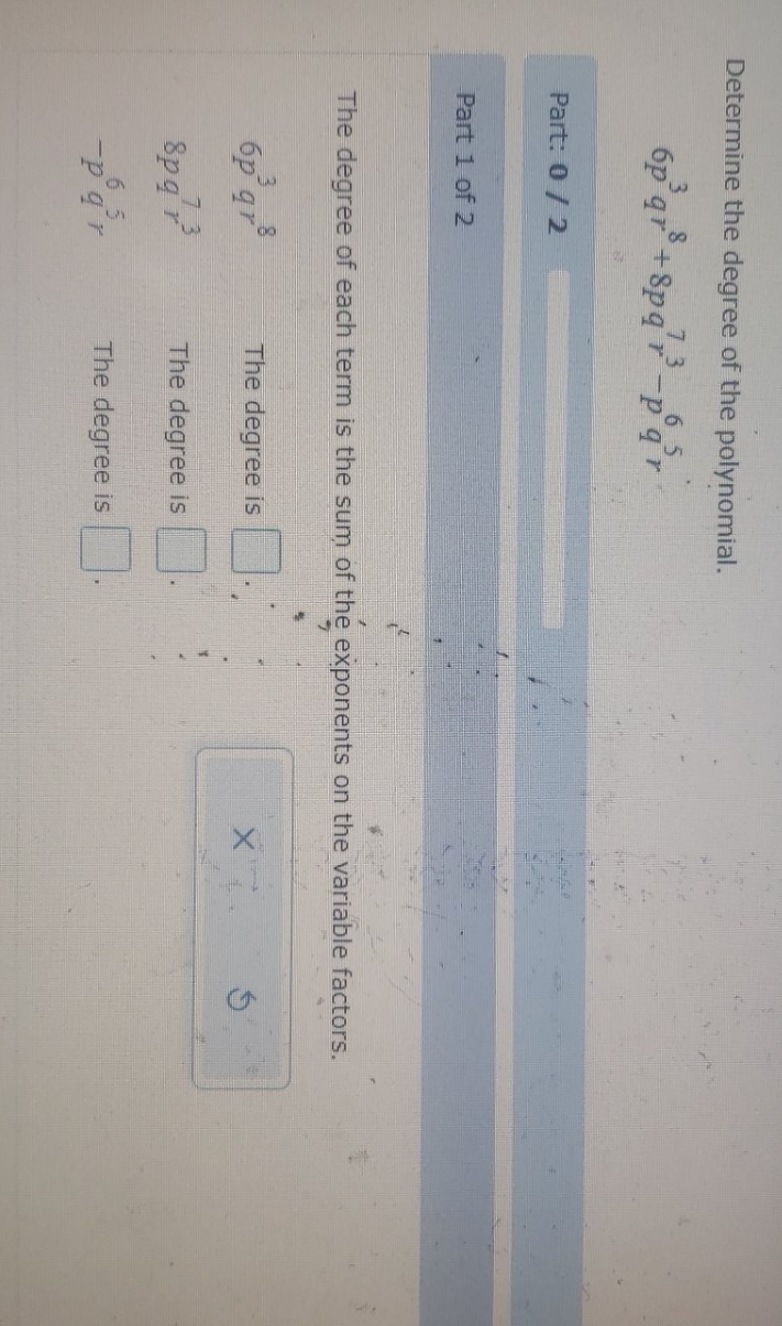 please help Determine the degree of the