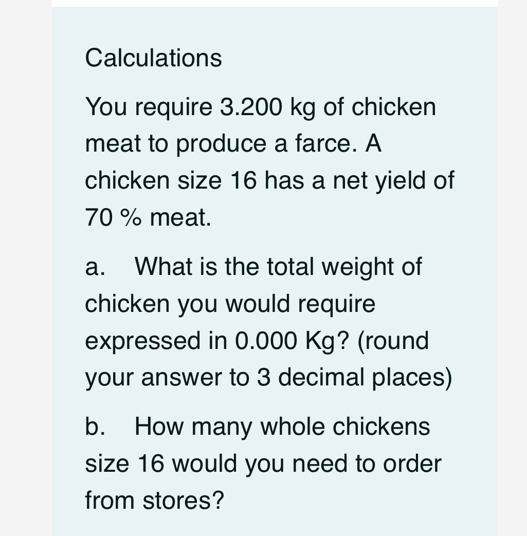 From Cookery - SITHCCC012 Calculations You