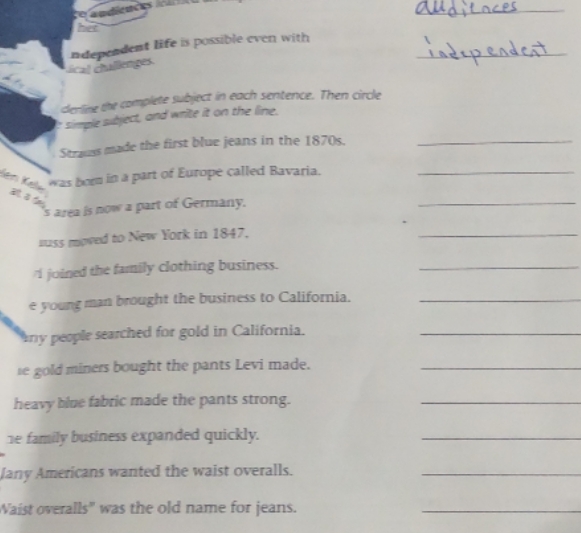 it's asking about underline the complete subject