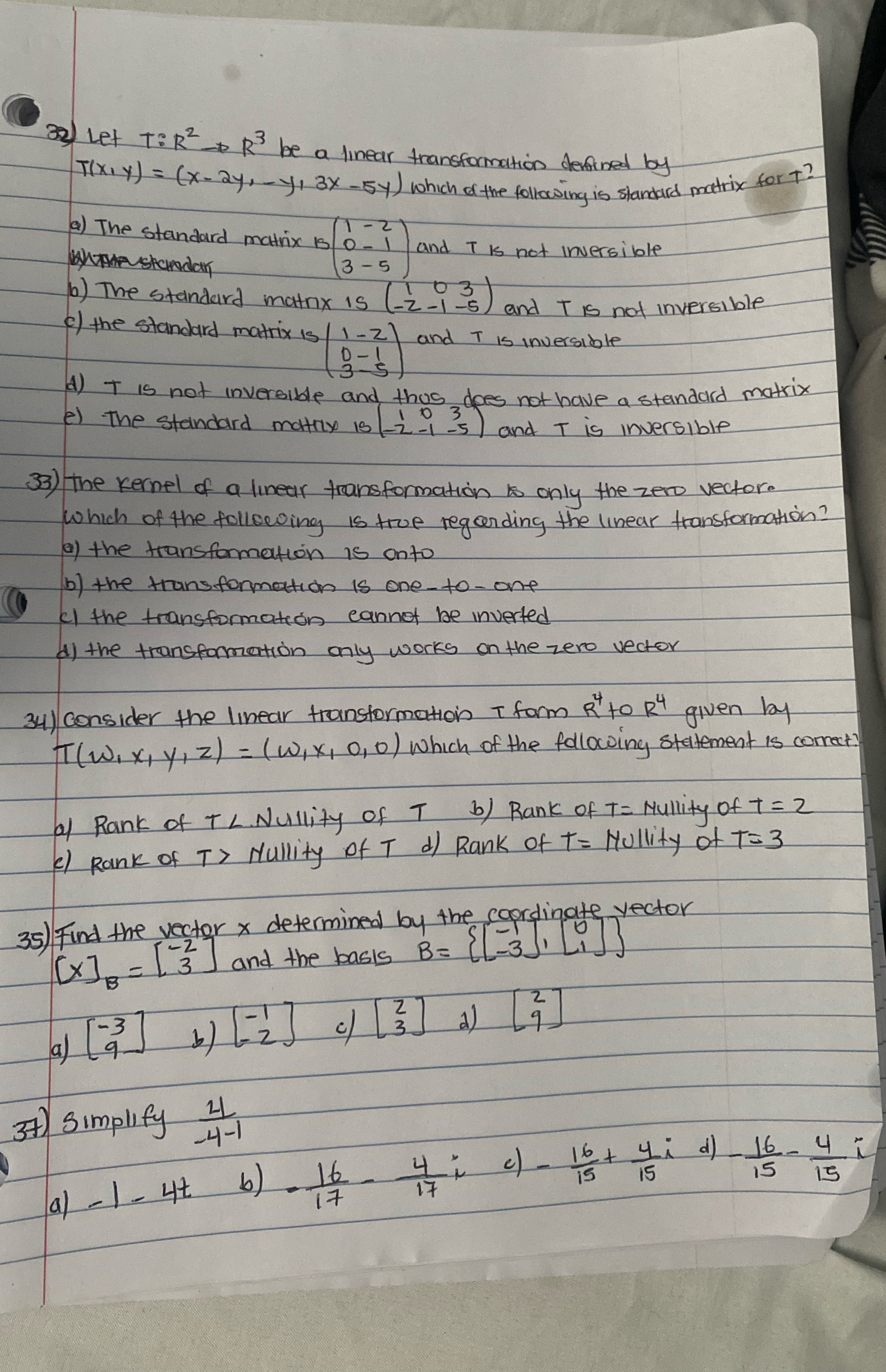 32) Let T:R 2_ R ' be a linear