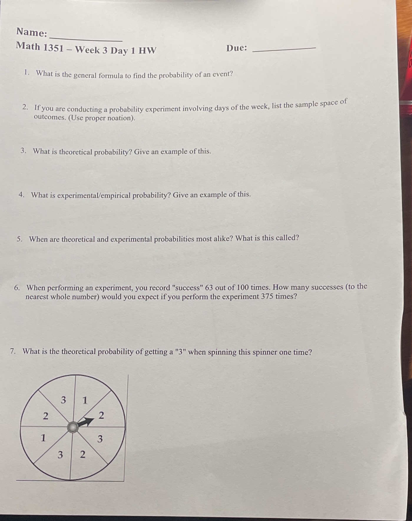 Name: Math 1351 - Week 3 Day 1 HW Due: 1. What is