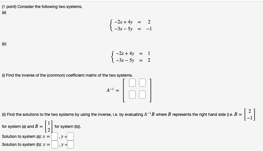 Please answer all questions (1 point) Consider