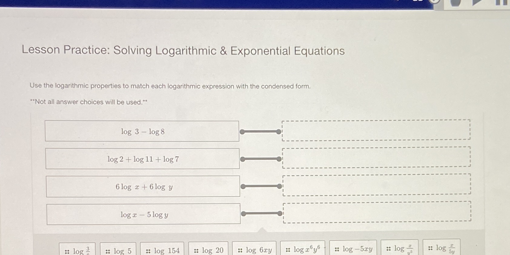 Lesson Practice: Solving Logarithmic &