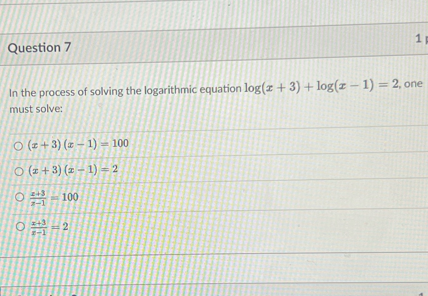 Question 7 1 In the process of solving the