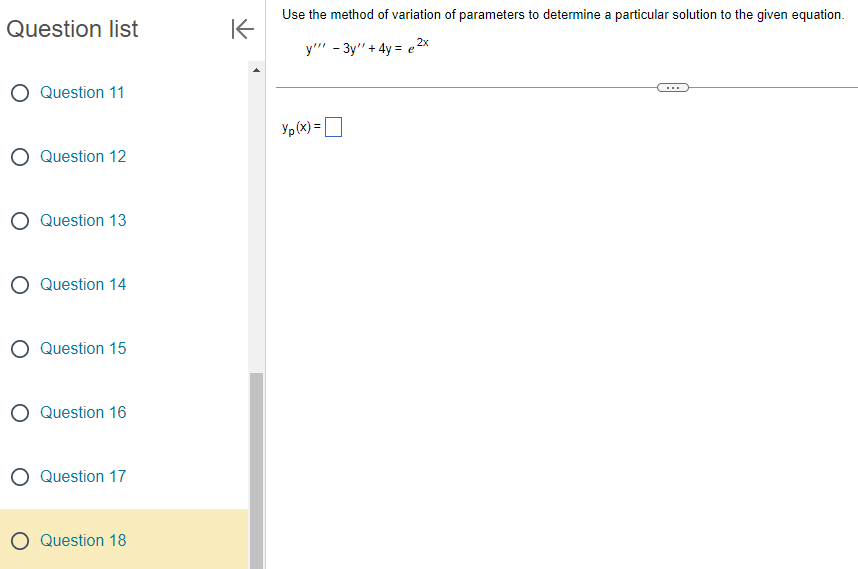 Question list K Use the annihilator method to