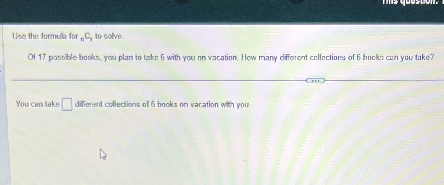 InS question: Use the formula for , C, to solve.