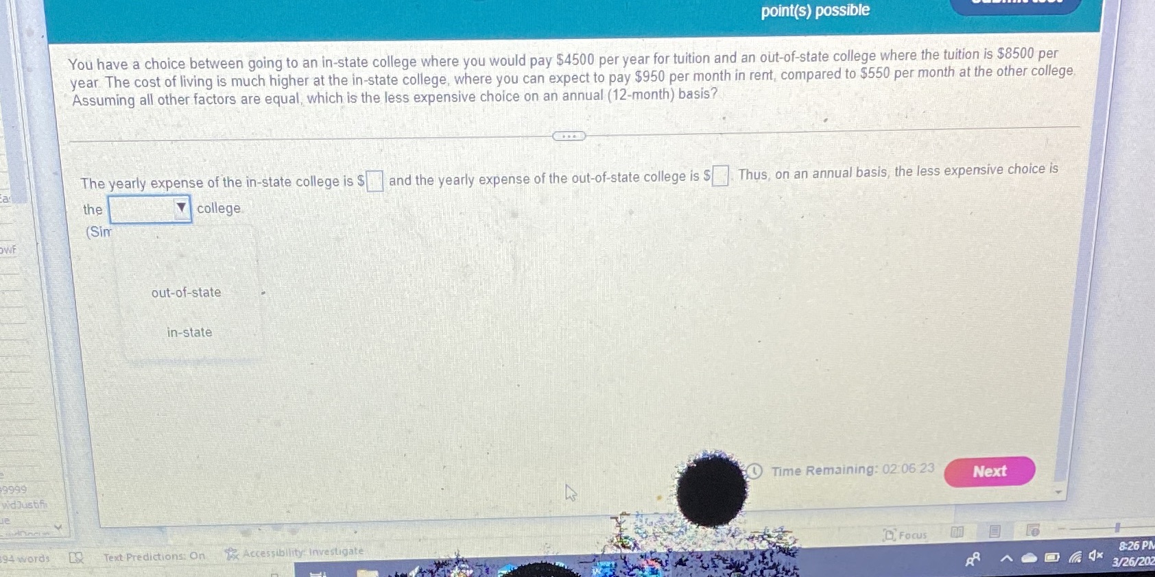 Please help me answer this question point(s)