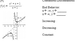 x'+x+1 End Behavior: Increasing: Decreasing: