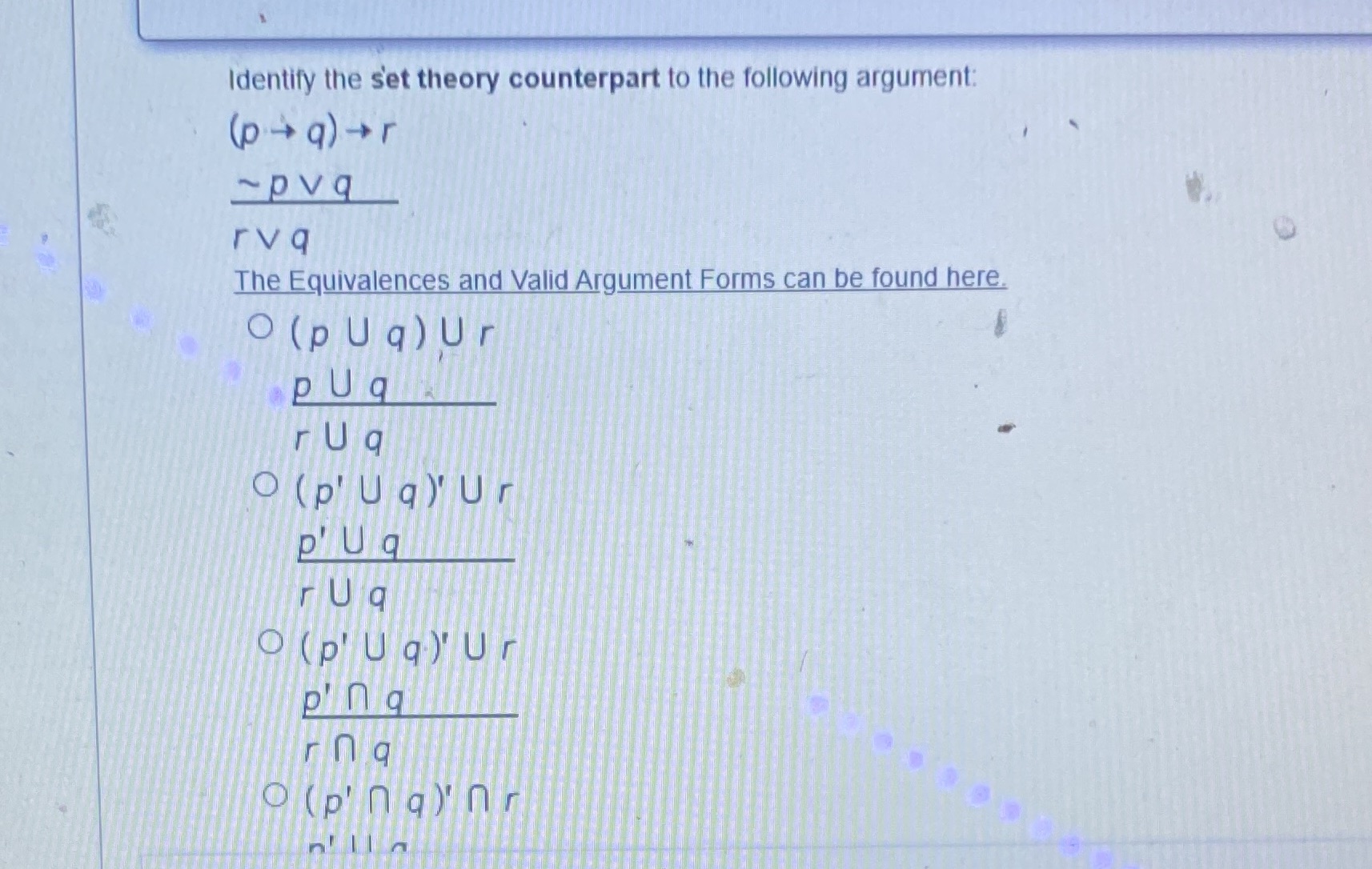 5. What is the answer? Identify the set theory
