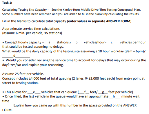 Task 1: Calculating Testing Site Capacity - See