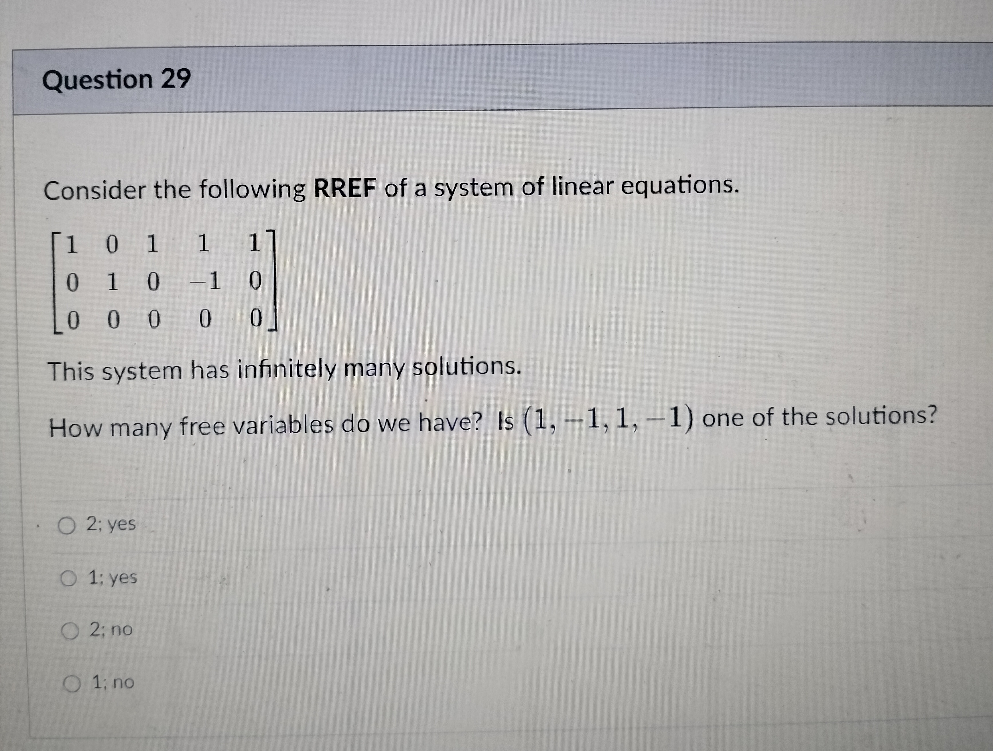Question 27 1 pts Determine whether the set of