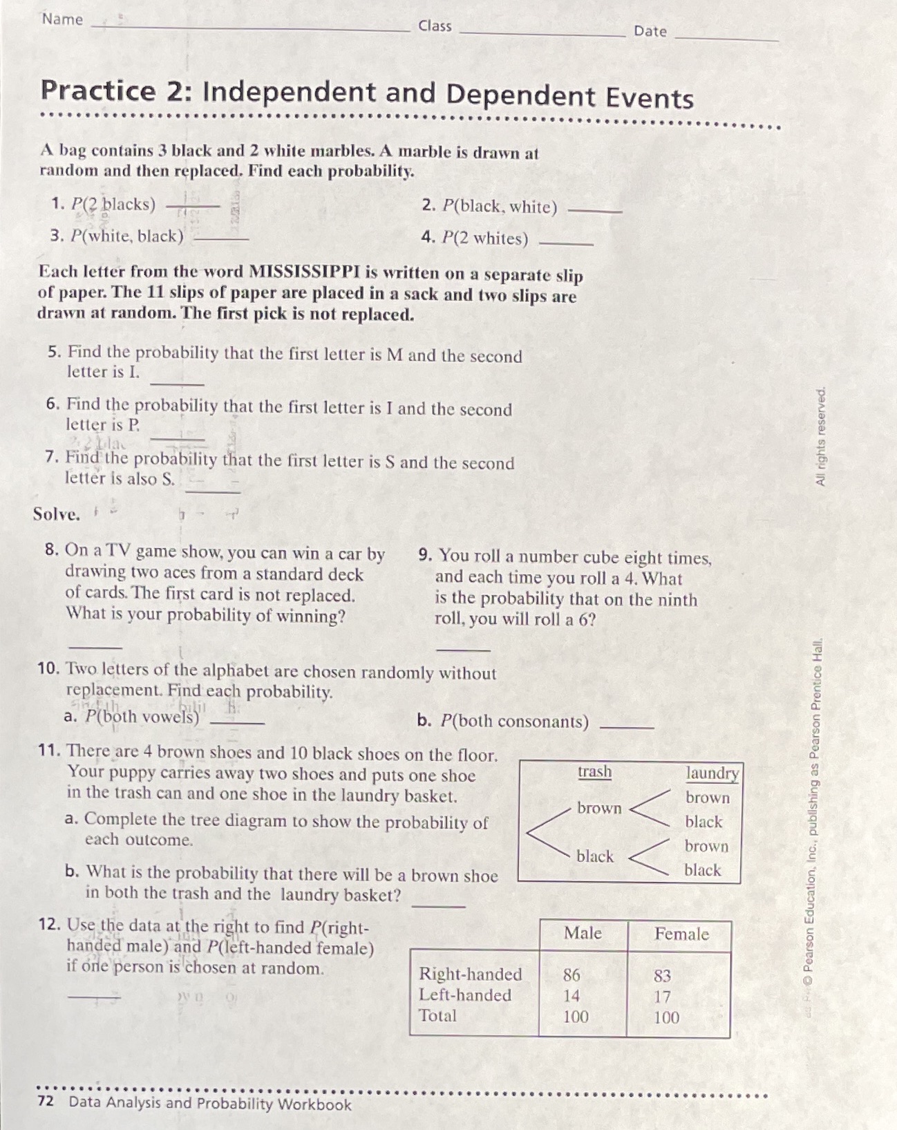 Answer 1-17 show work Name Class Date Practice 2: