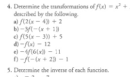 Number 4 4. Determine the transformations of f(x)