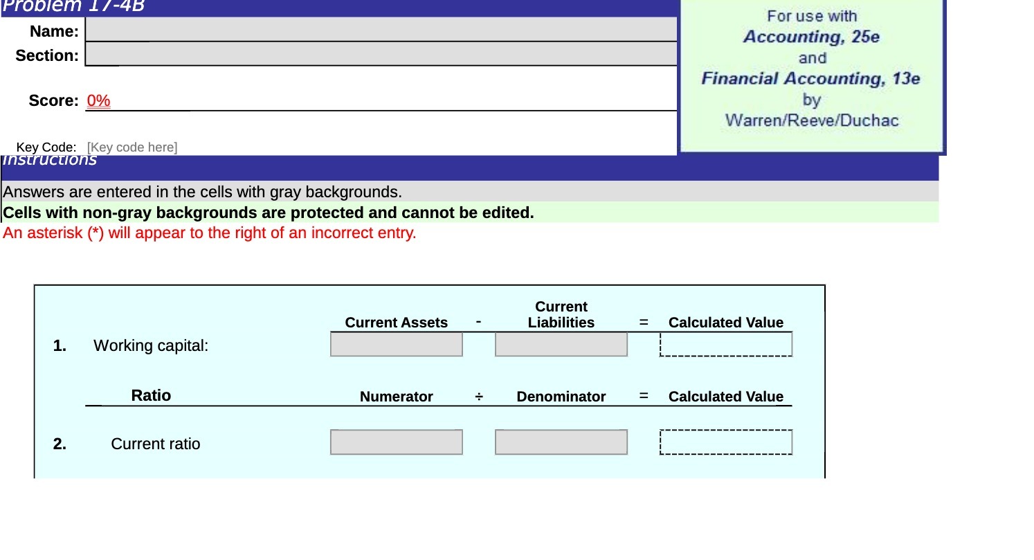 For use with Accounting, 25c Section and