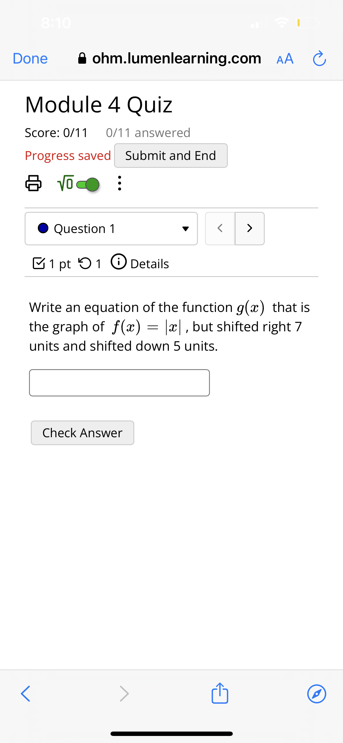 8:10 Done ohm.lumenlearning.com AA Module 4 Quiz