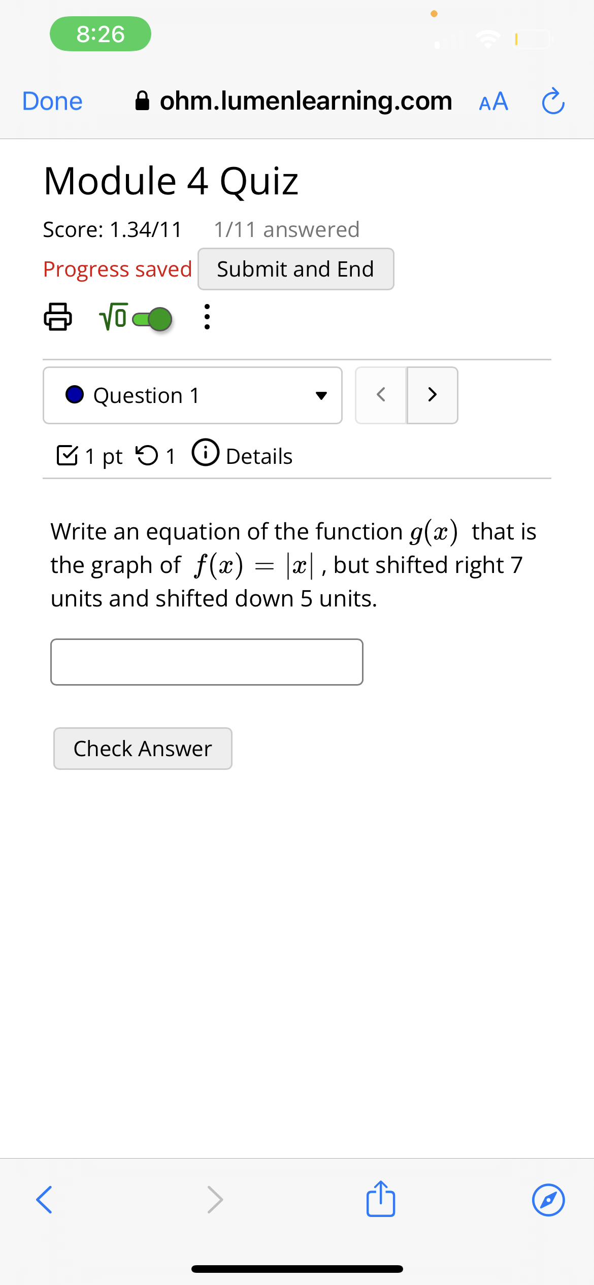 8:10 Done ohm.lumenlearning.com AA Module 4 Quiz