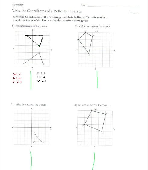 Geometry Name Write the Coordinates of a