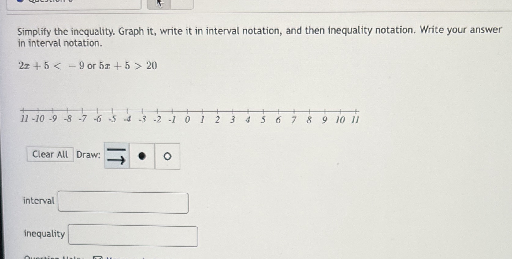 Simplify the inequality. Graph it, write it in