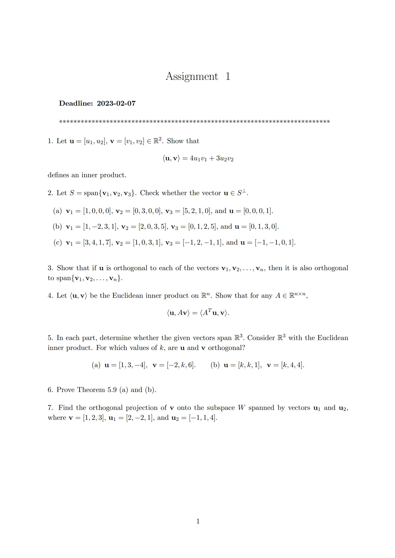 Assignment 1 Deadline: 2023-02-07 * * * * * * * *