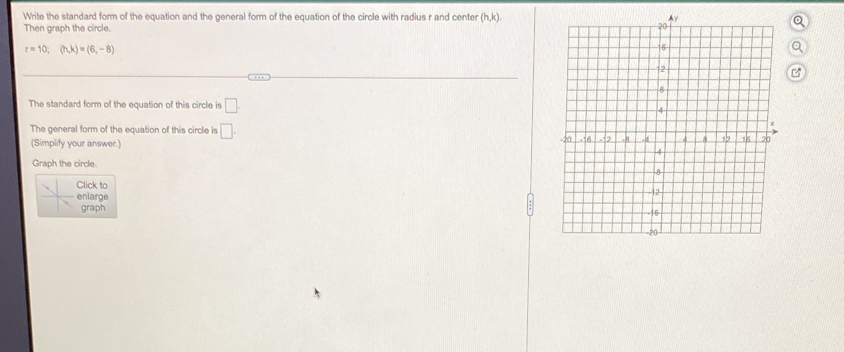 Write the standard form of the equation and the