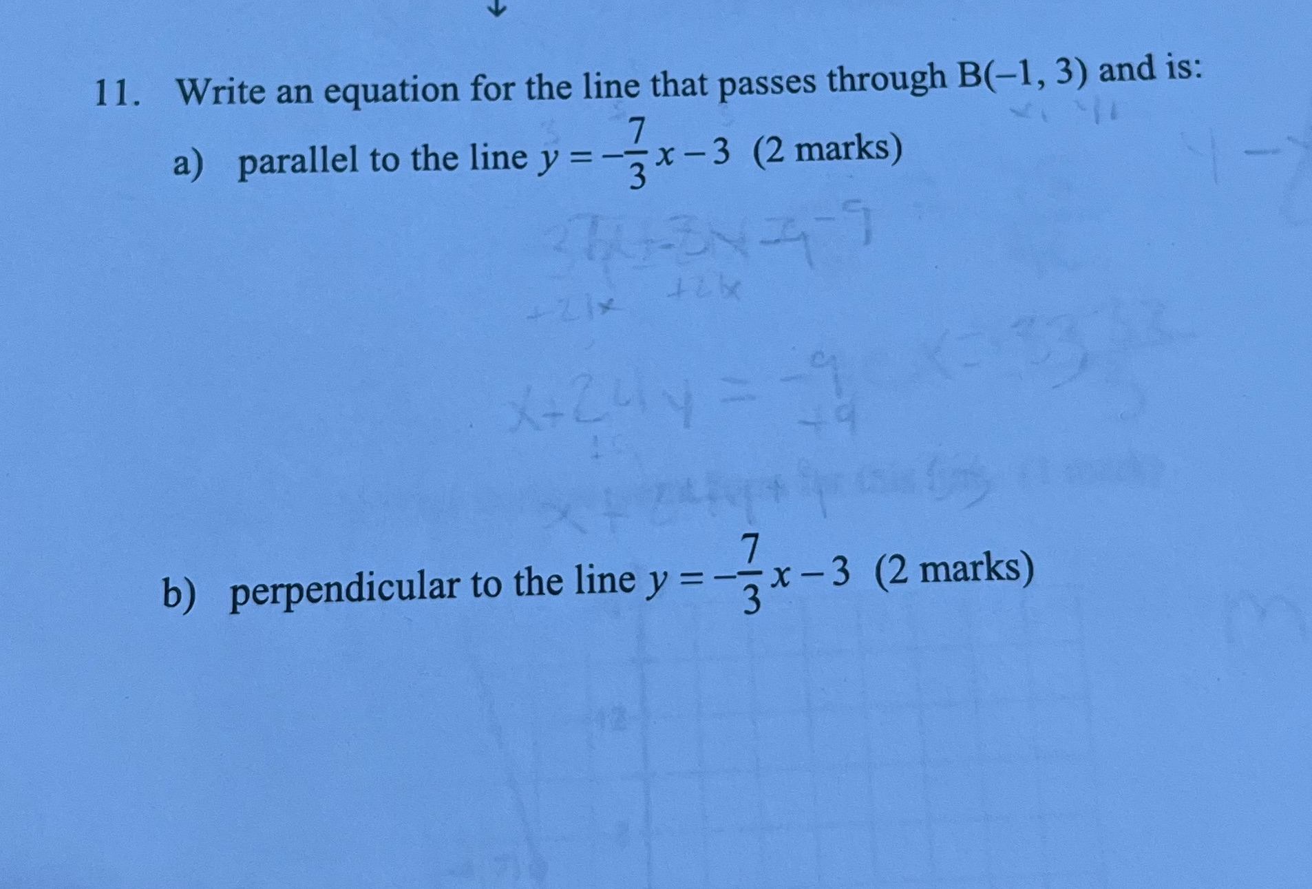 11. Write an equation for the line that passes